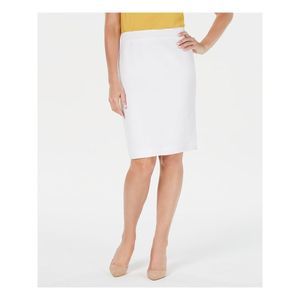 KASPER Womens White Slitted Lightweight Wear To Work Skirt Petites 4P